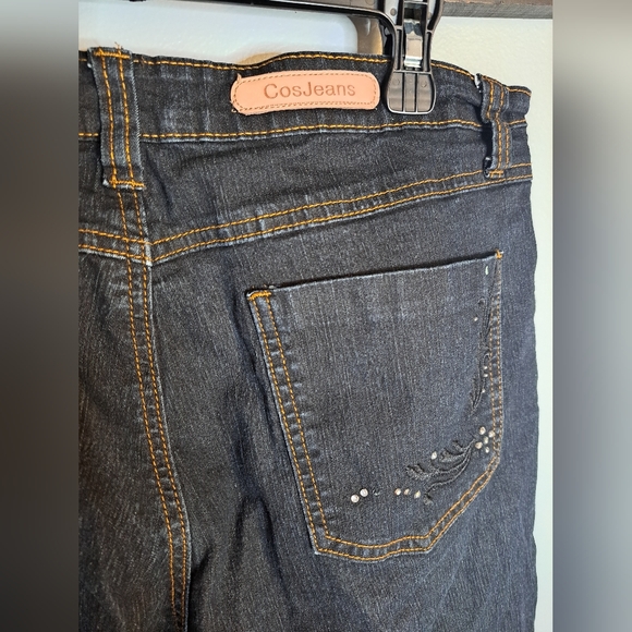 Cos Jeans Rhinestone Embroidered  Black Denim Pants  Size 12 - Picture 7 of 9